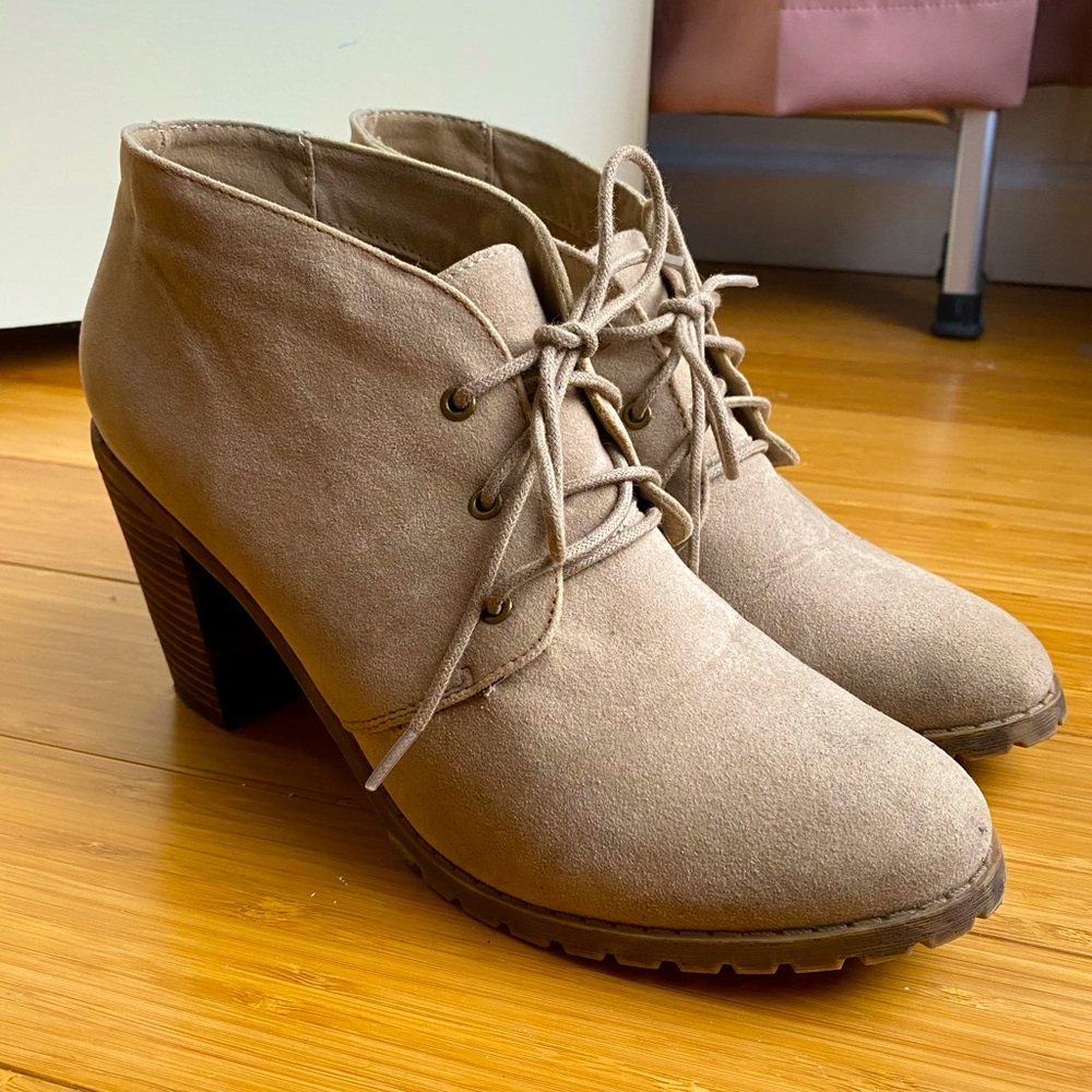 Tan Laced Ankle Boots
